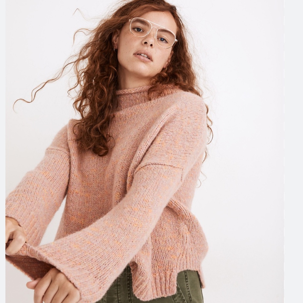 Madewell Varina Mockneck Pink Knit Wool Alpaca Pullover Sweater Size S
